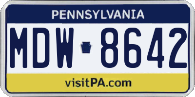 PA license plate MDW8642