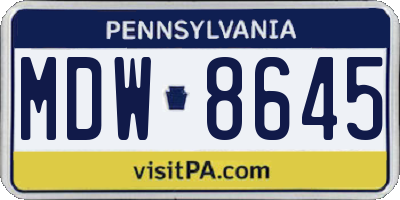 PA license plate MDW8645