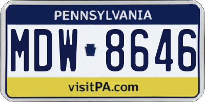 PA license plate MDW8646