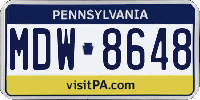 PA license plate MDW8648