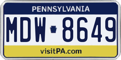 PA license plate MDW8649