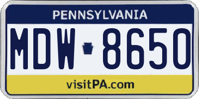 PA license plate MDW8650