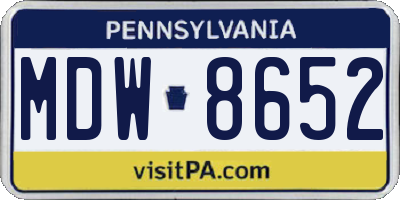 PA license plate MDW8652