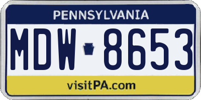 PA license plate MDW8653
