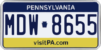PA license plate MDW8655