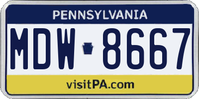 PA license plate MDW8667
