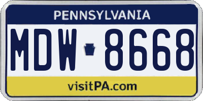PA license plate MDW8668