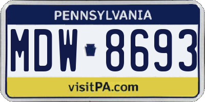 PA license plate MDW8693
