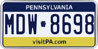 PA license plate MDW8698