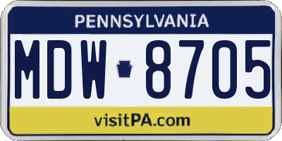 PA license plate MDW8705