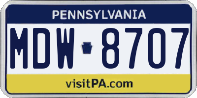 PA license plate MDW8707