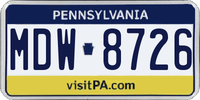 PA license plate MDW8726