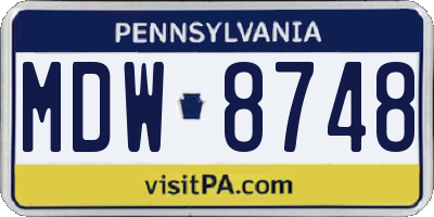 PA license plate MDW8748