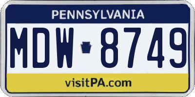 PA license plate MDW8749