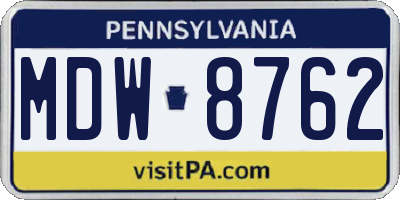 PA license plate MDW8762