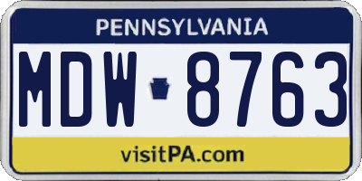 PA license plate MDW8763