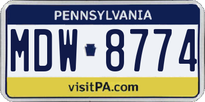 PA license plate MDW8774