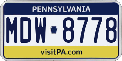 PA license plate MDW8778