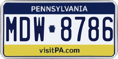 PA license plate MDW8786