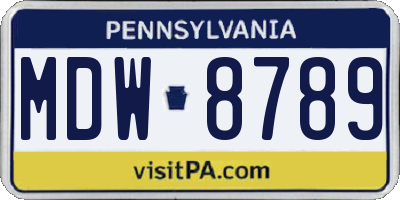 PA license plate MDW8789