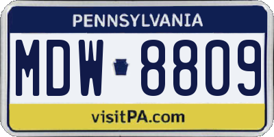 PA license plate MDW8809