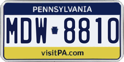 PA license plate MDW8810