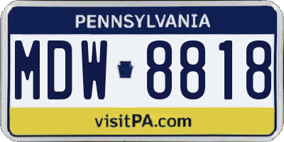PA license plate MDW8818