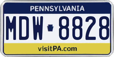 PA license plate MDW8828