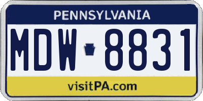 PA license plate MDW8831