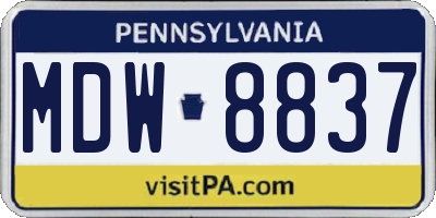 PA license plate MDW8837