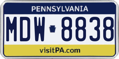 PA license plate MDW8838
