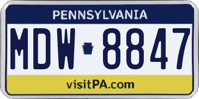PA license plate MDW8847