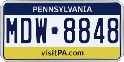 PA license plate MDW8848
