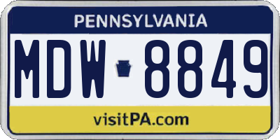 PA license plate MDW8849