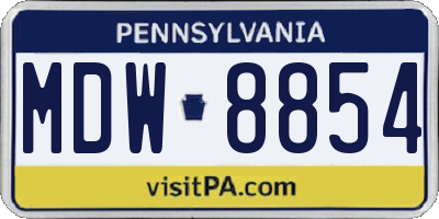 PA license plate MDW8854