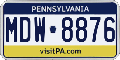 PA license plate MDW8876