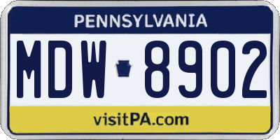 PA license plate MDW8902