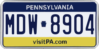 PA license plate MDW8904