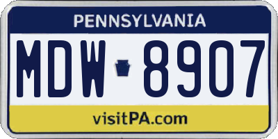 PA license plate MDW8907