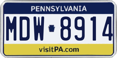 PA license plate MDW8914