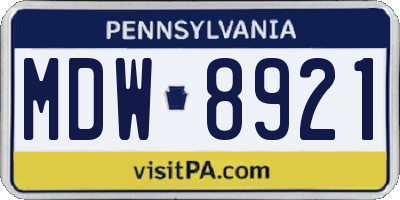 PA license plate MDW8921