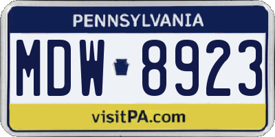 PA license plate MDW8923