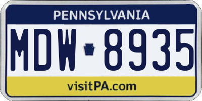 PA license plate MDW8935