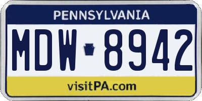 PA license plate MDW8942