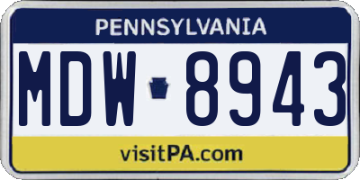 PA license plate MDW8943