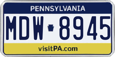 PA license plate MDW8945