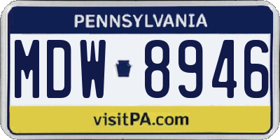 PA license plate MDW8946