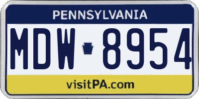 PA license plate MDW8954