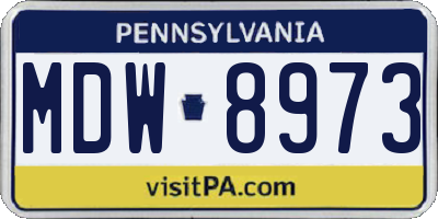 PA license plate MDW8973