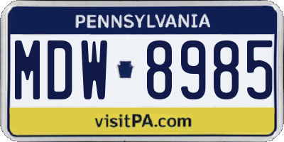 PA license plate MDW8985